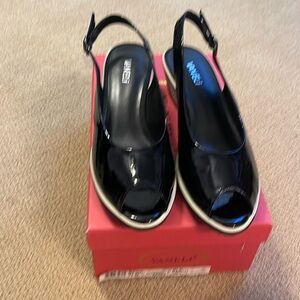Vaneli Slingback wedge black patent shoes - 11N